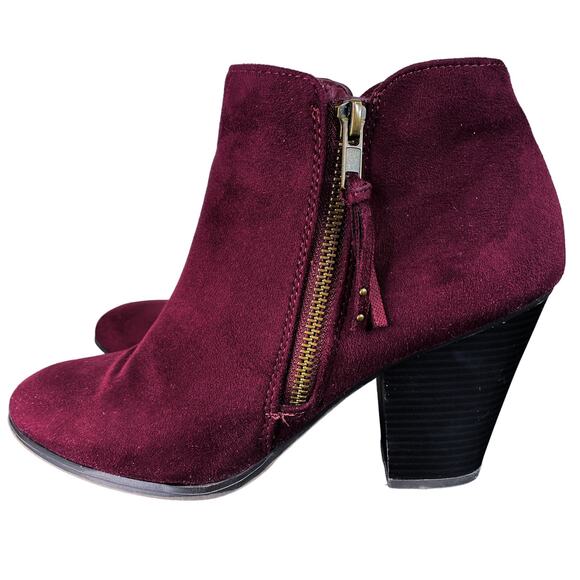 Charlotte Russe Burgundy Maroon Faux Suede Ankle Booties 9M - Picture 3 of 6